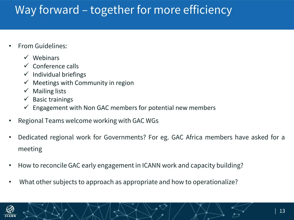 way forward together for more efficiency