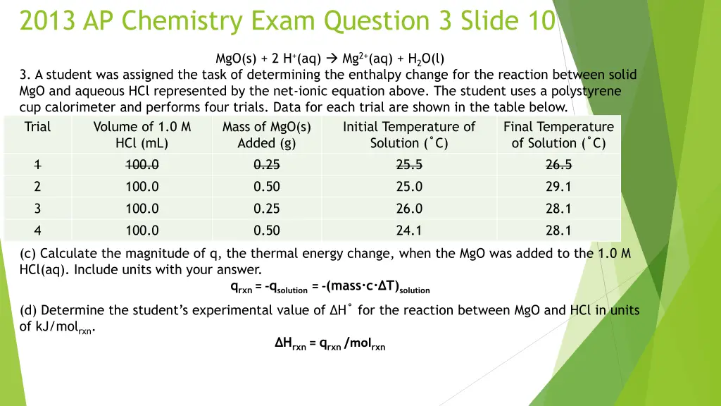 2013 ap chemistry exam question 3 slide 10