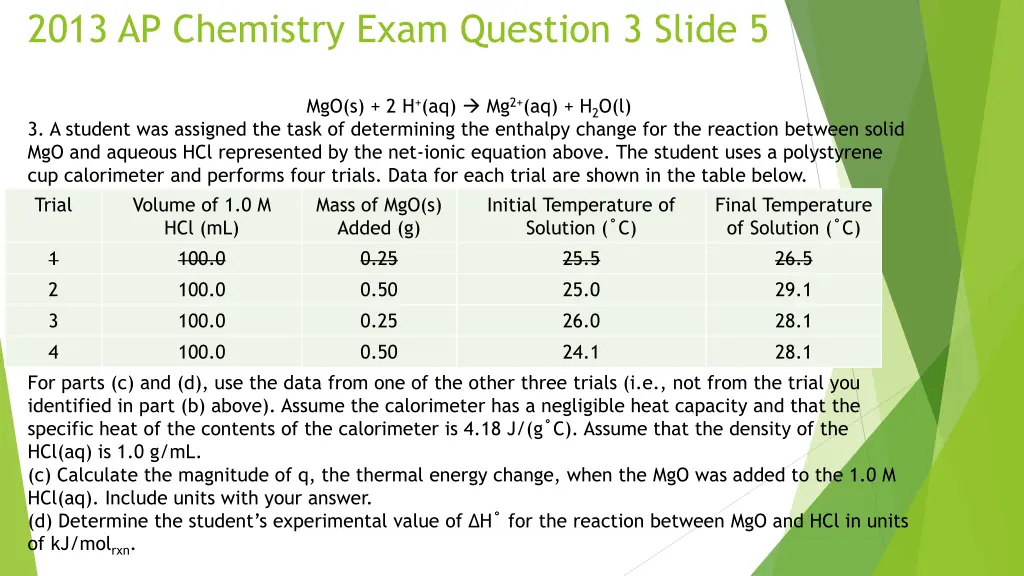 2013 ap chemistry exam question 3 slide 5