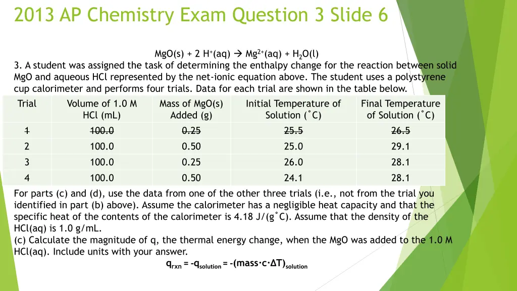 2013 ap chemistry exam question 3 slide 6