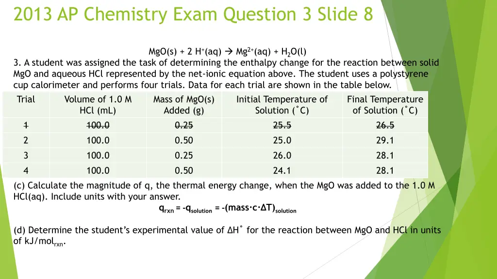 2013 ap chemistry exam question 3 slide 8