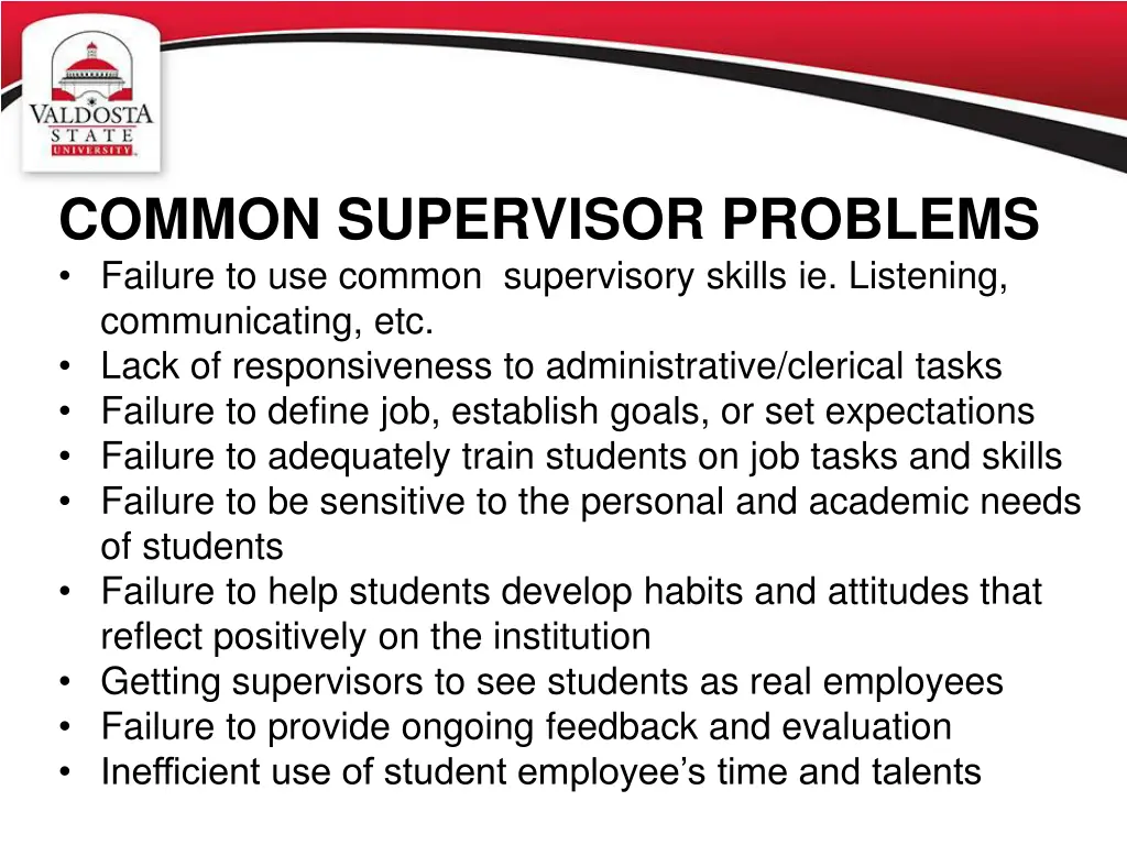 common supervisor problems failure to use common