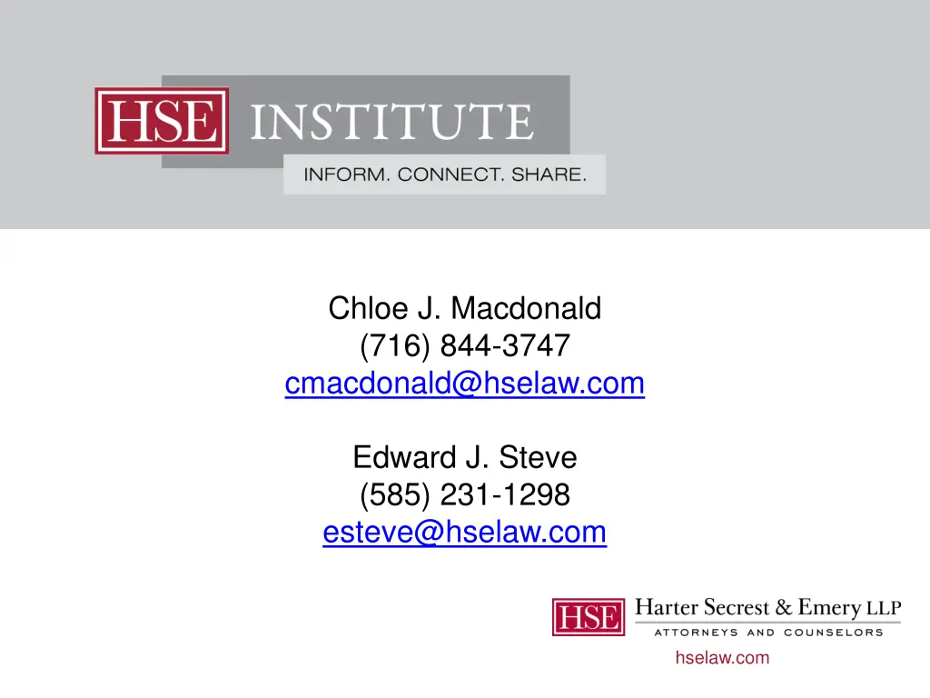 chloe j macdonald 716 844 3747 cmacdonald@hselaw
