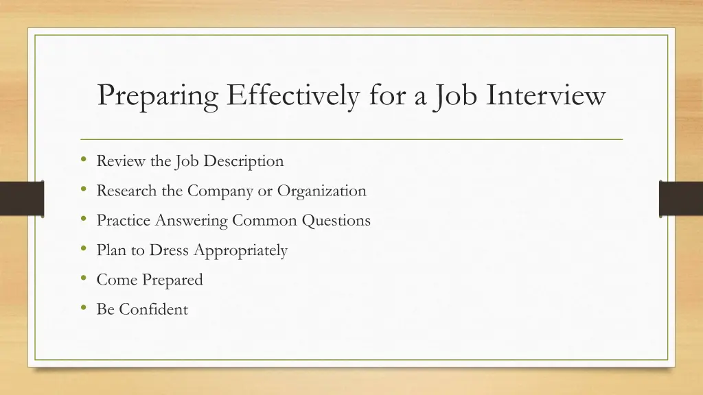 preparing effectively for a job interview