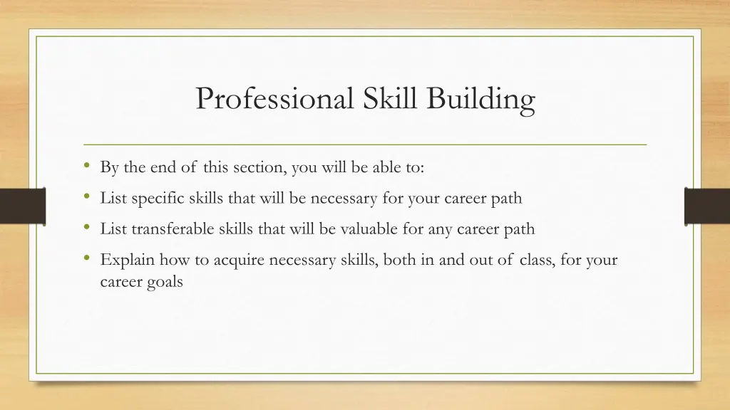 professional skill building