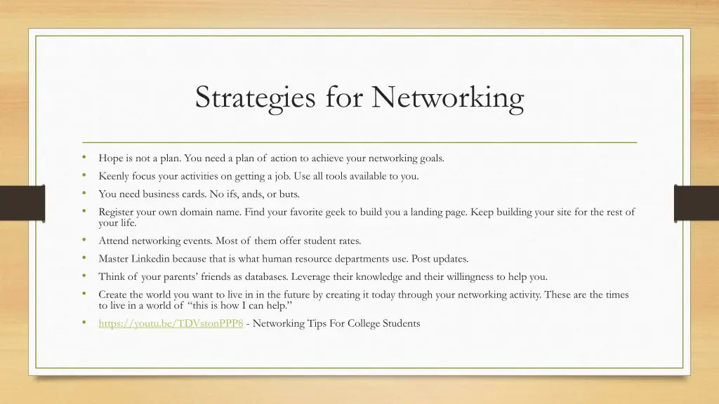 strategies for networking