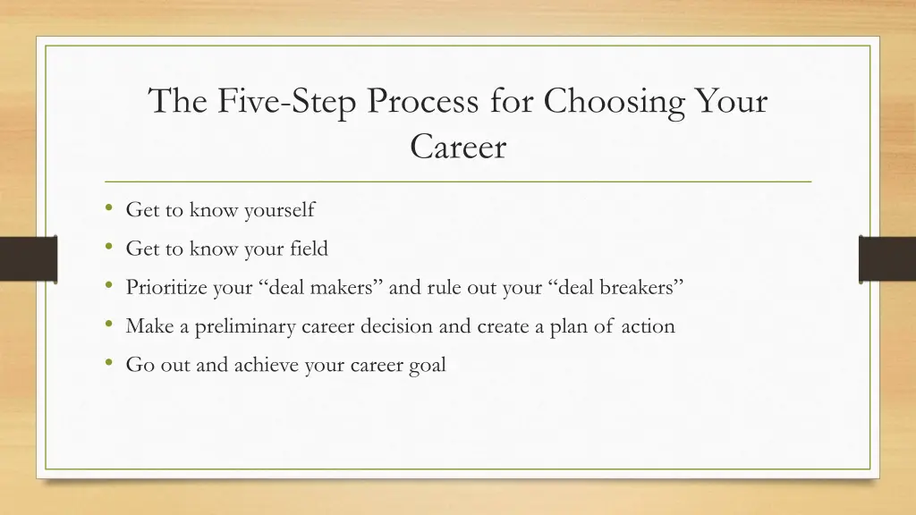 the five step process for choosing your career