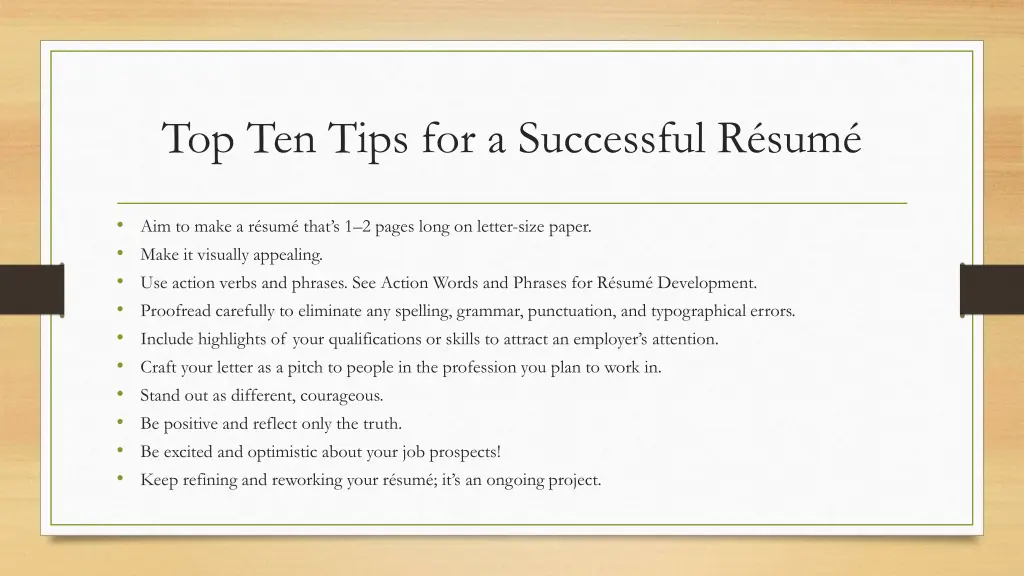 top ten tips for a successful r sum