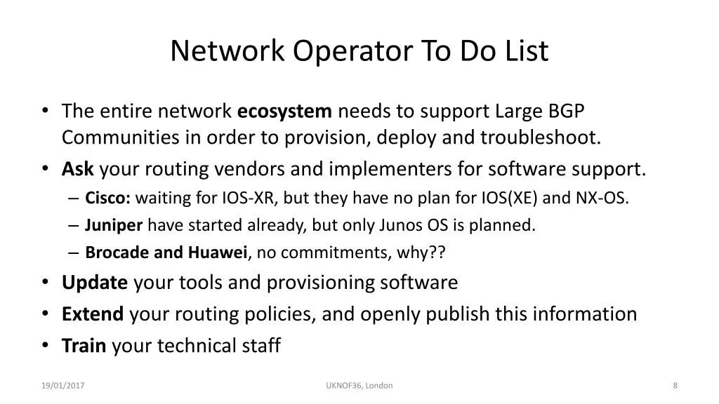 network operator to do list