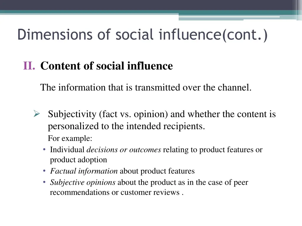 dimensions of social influence cont