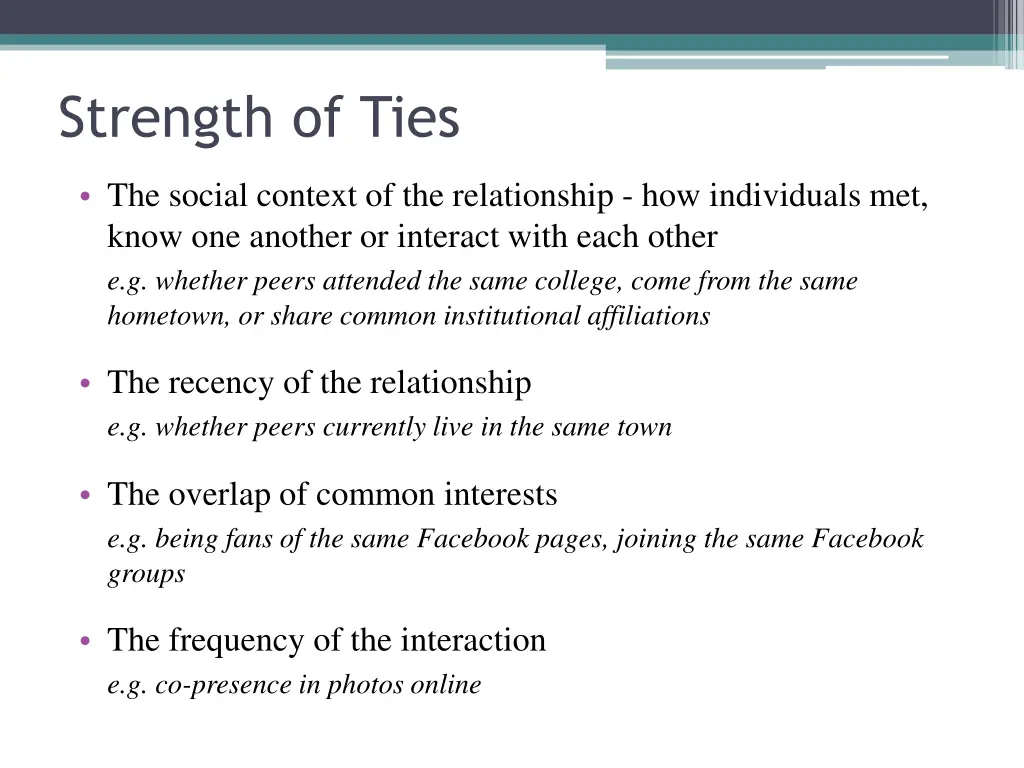 strength of ties