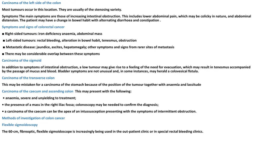 carcinoma of the left side of the colon