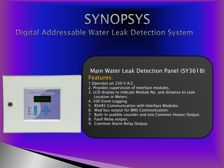 main water leak detection panel sy3618 features