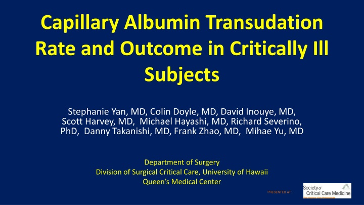 capillary albumin transudation rate and outcome