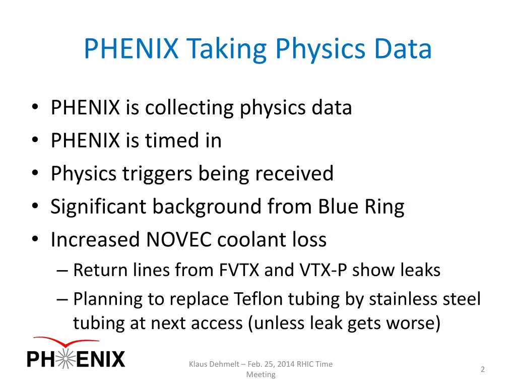 phenix taking physics data