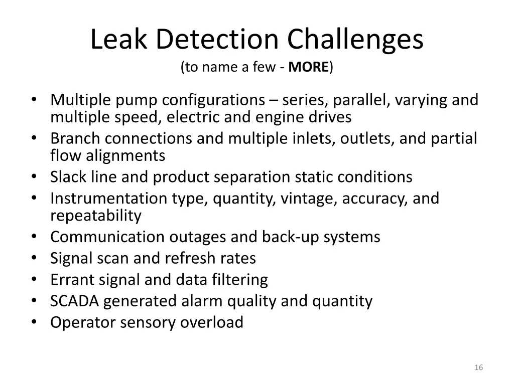 leak detection challenges to name a few more