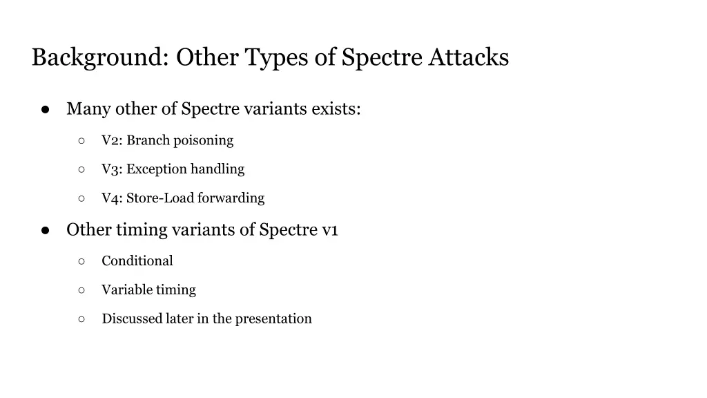 background other types of spectre attacks