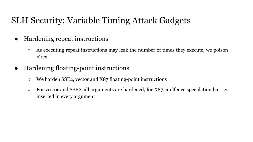 slh security variable timing attack gadgets