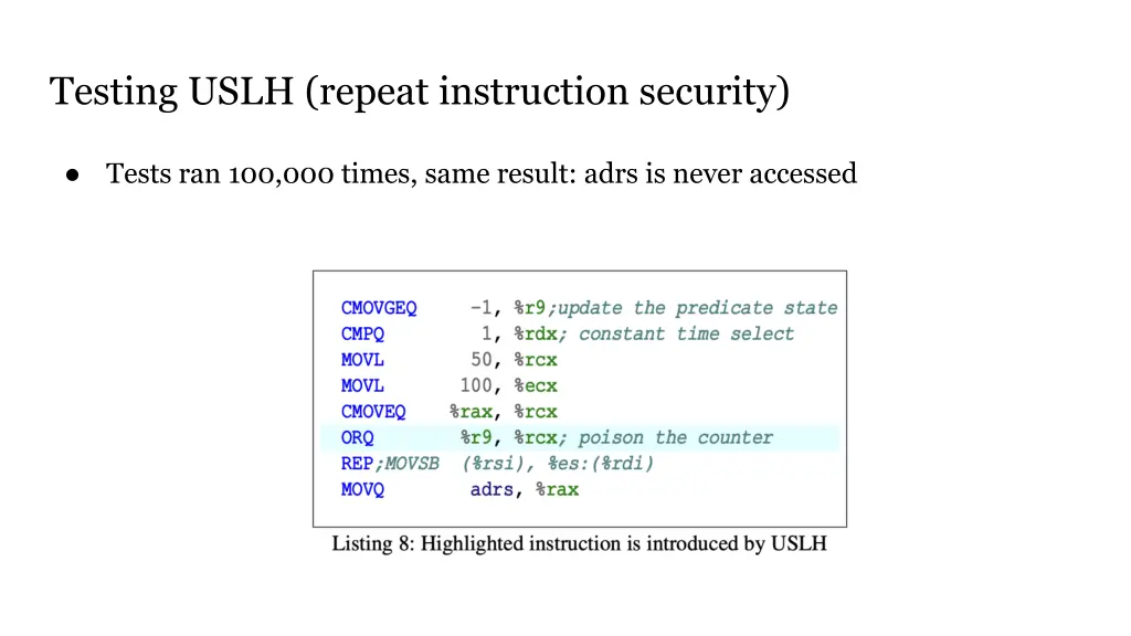 testing uslh repeat instruction security