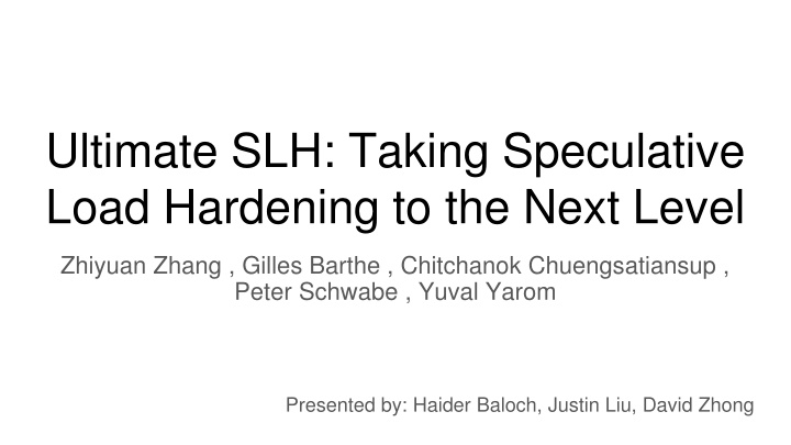 ultimate slh taking speculative load hardening