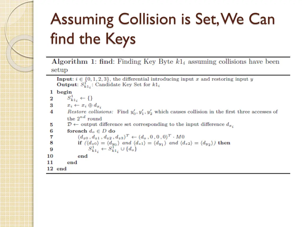 assuming collision is set we can find the keys