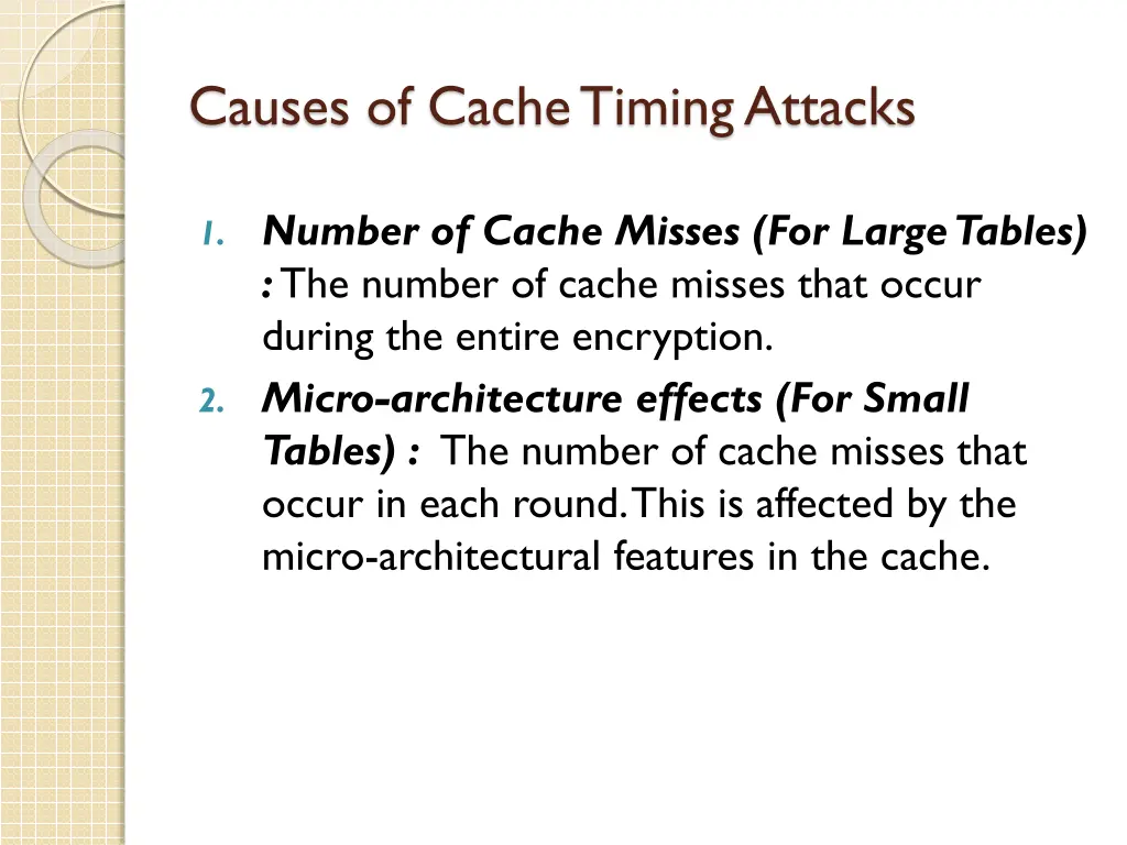 causes of cache timing attacks
