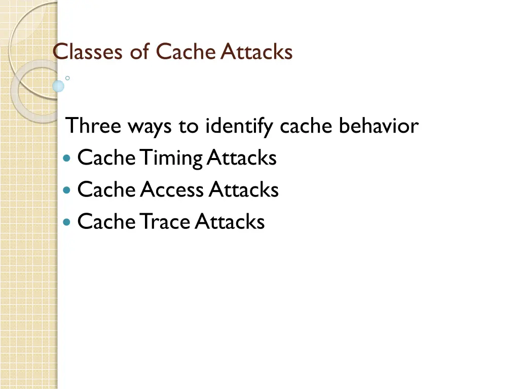 classes of cache attacks