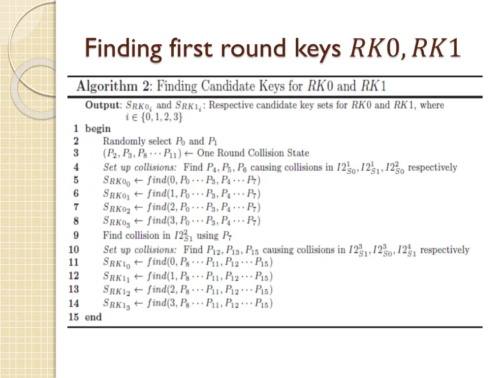finding first round keys 0 1