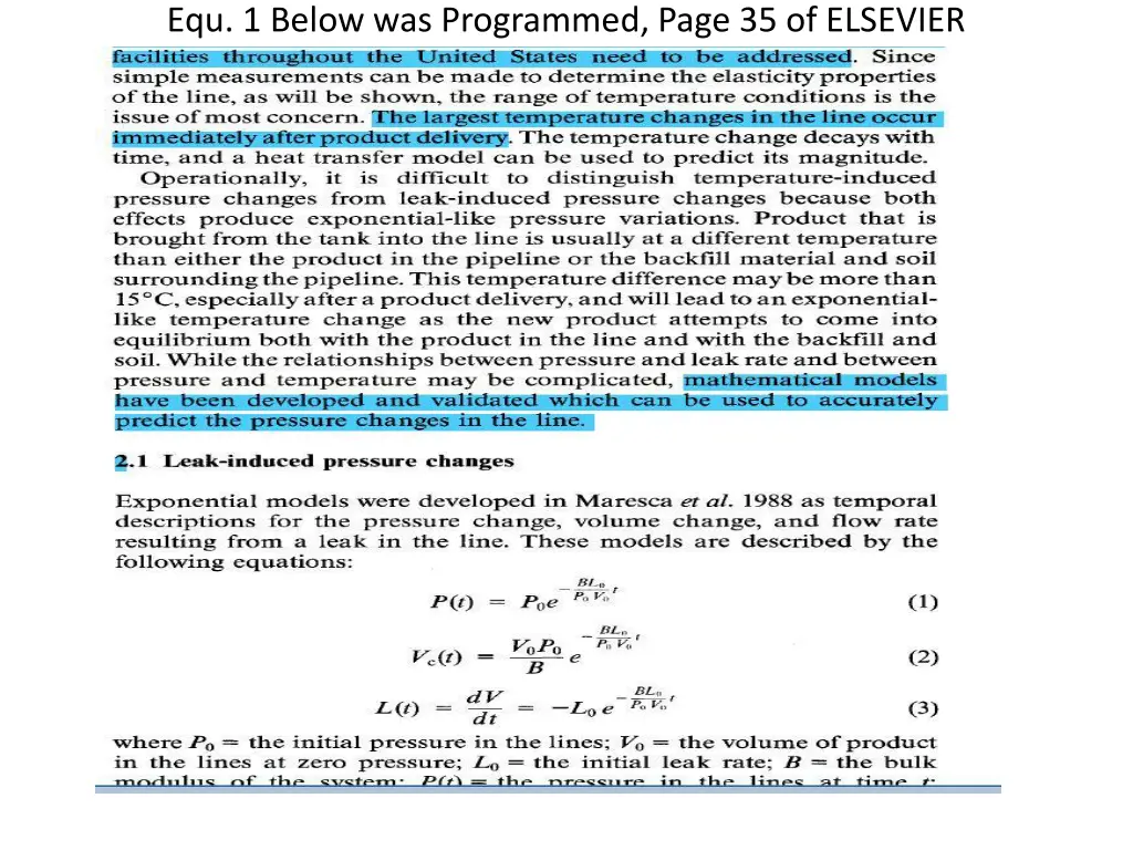 equ 1 below was programmed page 35 of elsevier