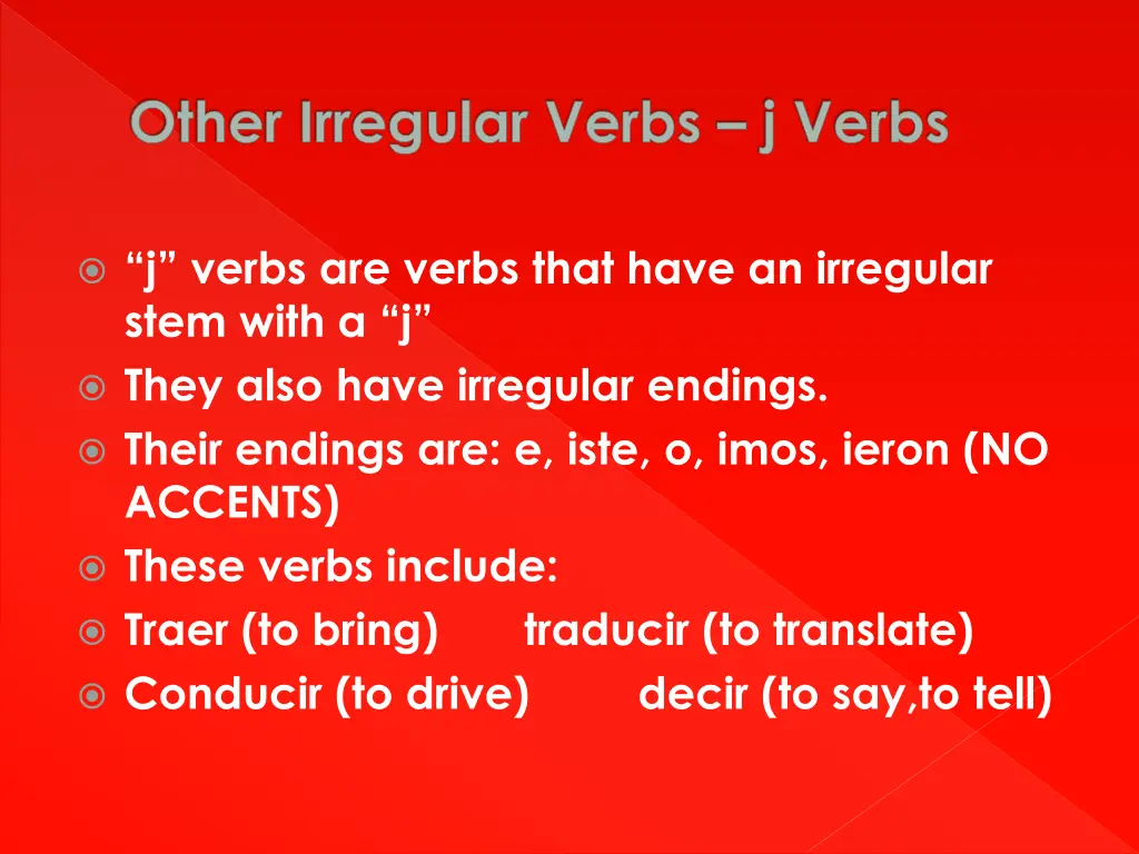 other irregular verbs j verbs