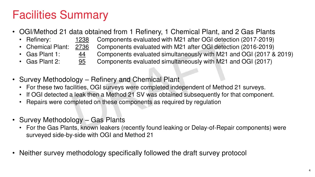 facilities summary
