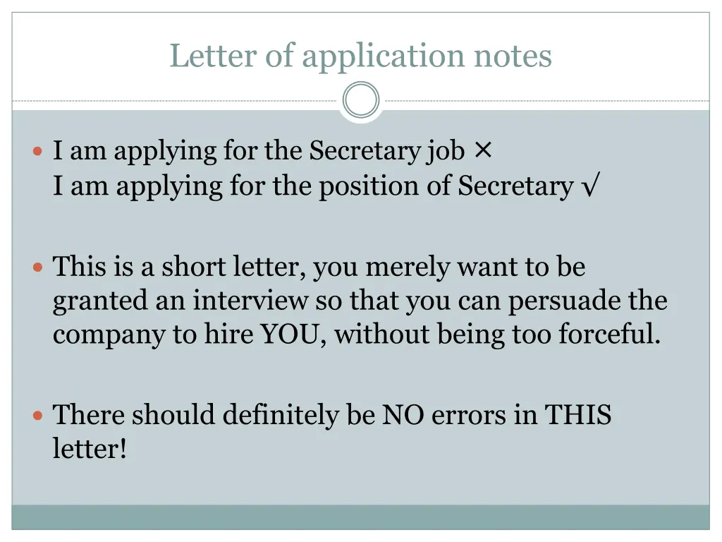 letter of application notes