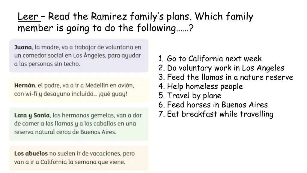 leer read the ramirez family s plans which family
