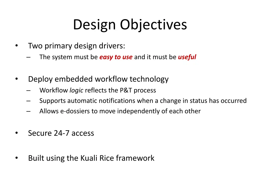 design objectives
