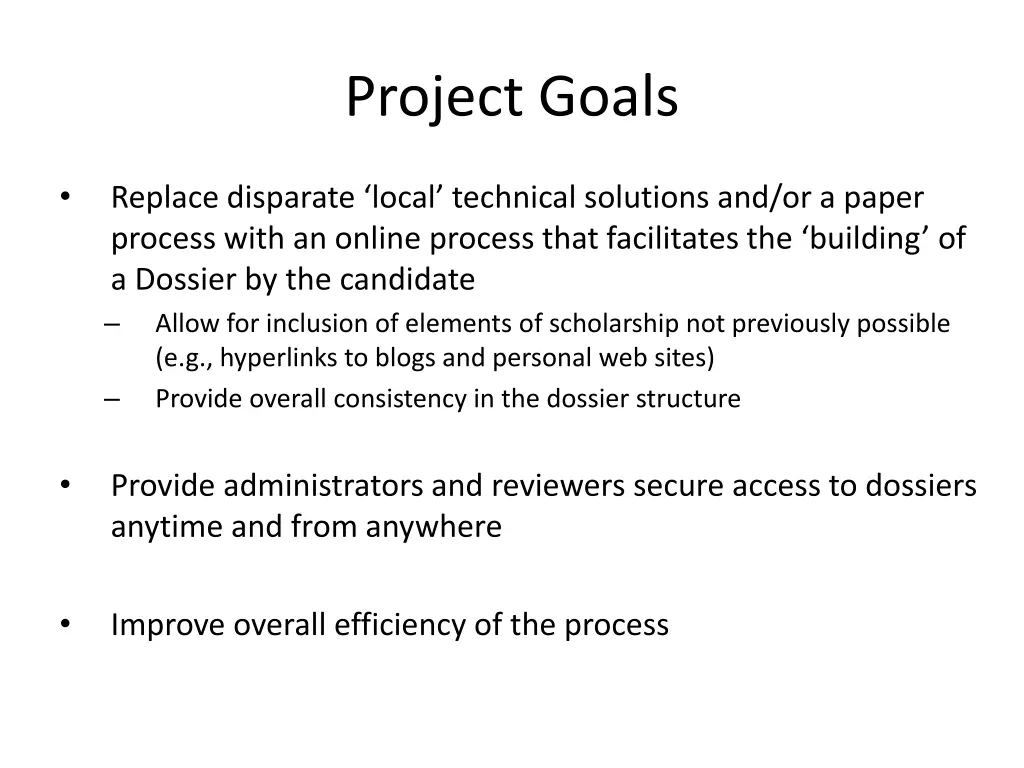 project goals