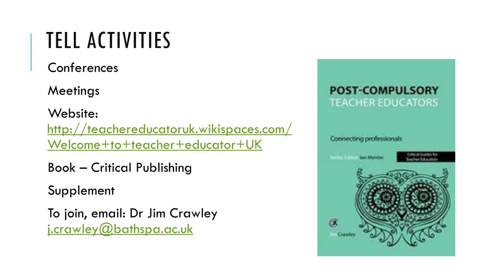 tell activities conferences meetings website http