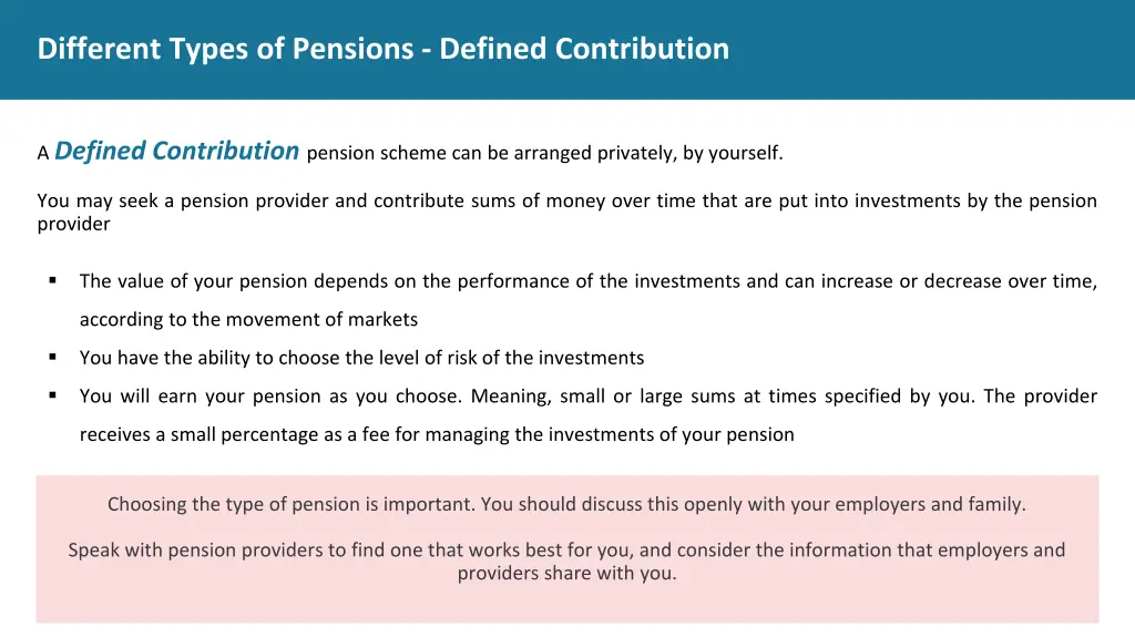 different types of pensions defined contribution