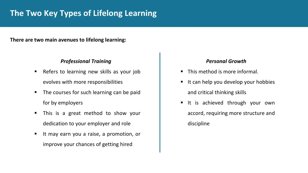 the two key types of lifelong learning
