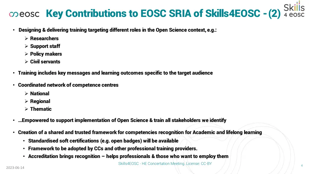 key contributions to eosc sria of skills4eosc 2