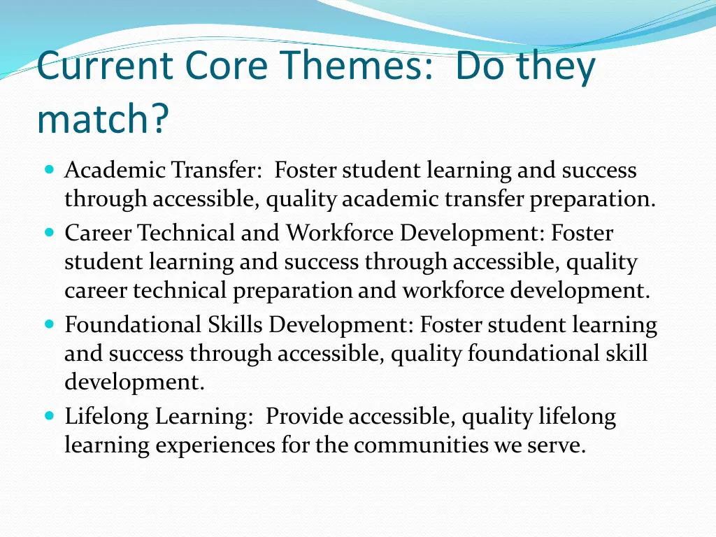 current core themes do they match