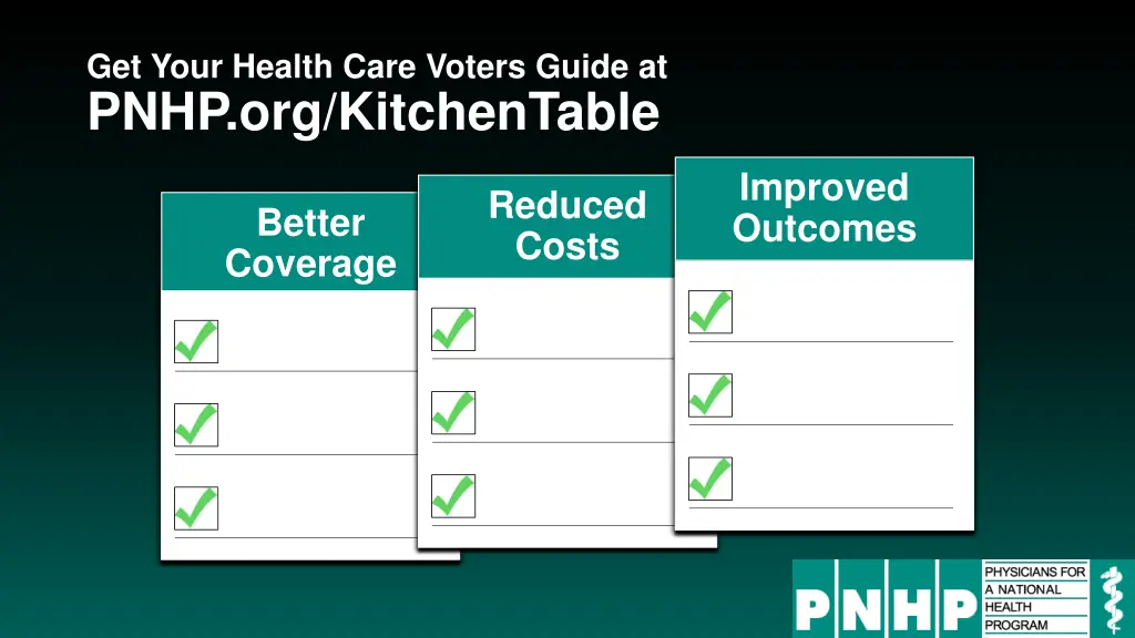 get your health care voters guide at pnhp