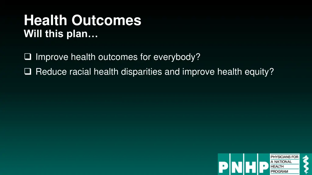 health outcomes will this plan