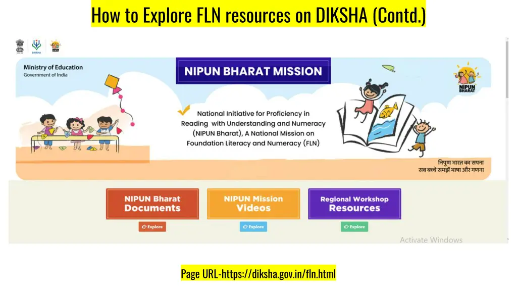 how to explore fln resources on diksha contd