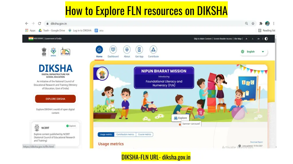 how to explore fln resources on diksha