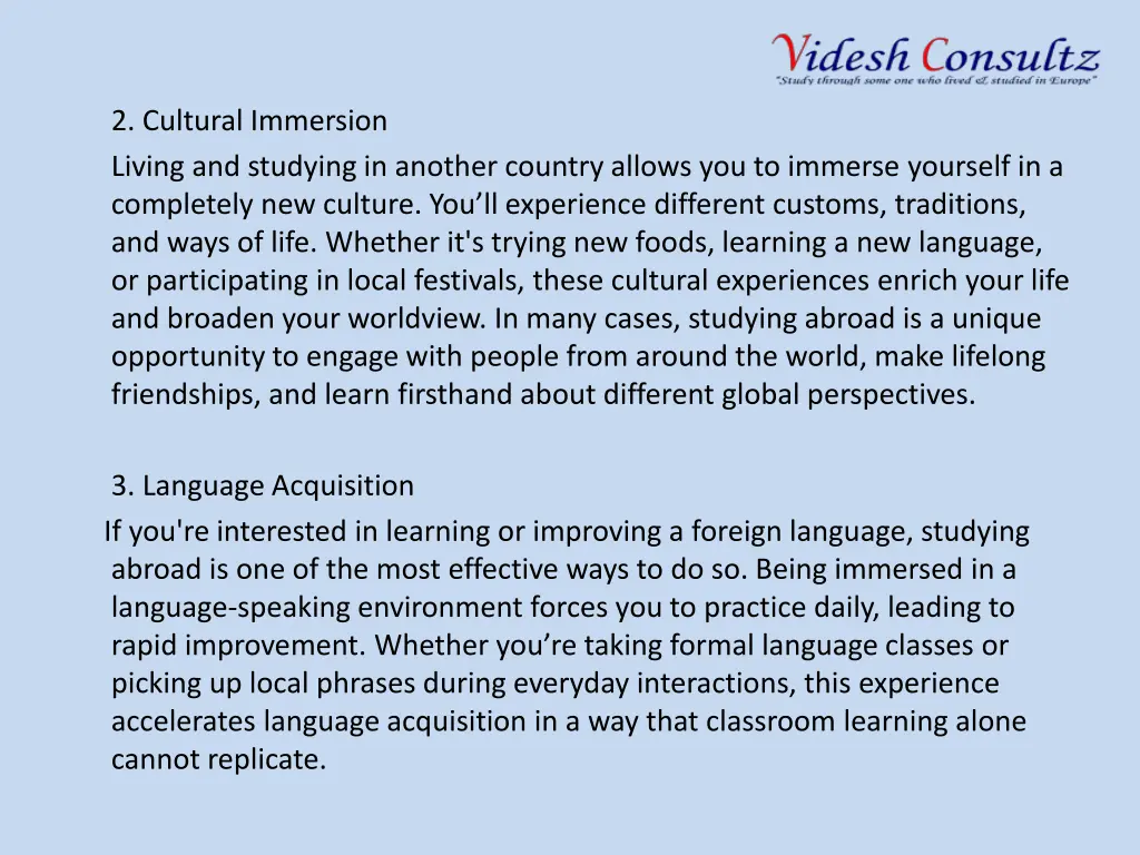 2 cultural immersion living and studying