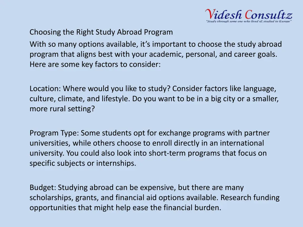 choosing the right study abroad program with