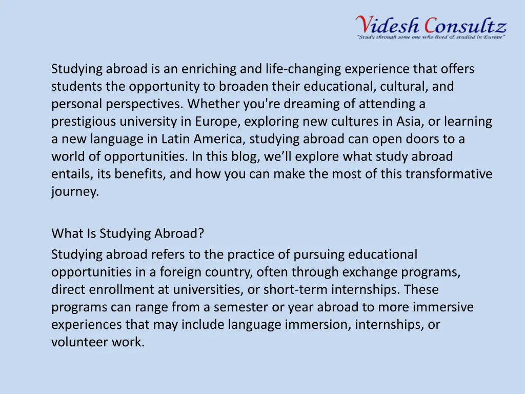 studying abroad is an enriching and life changing