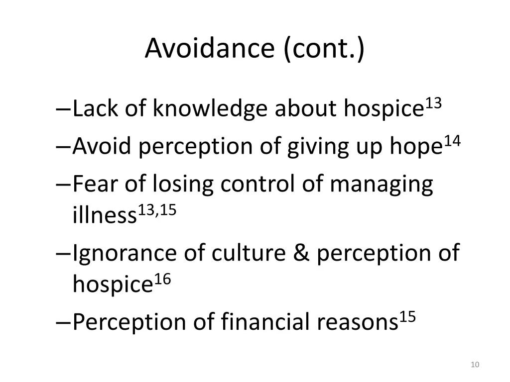 avoidance cont