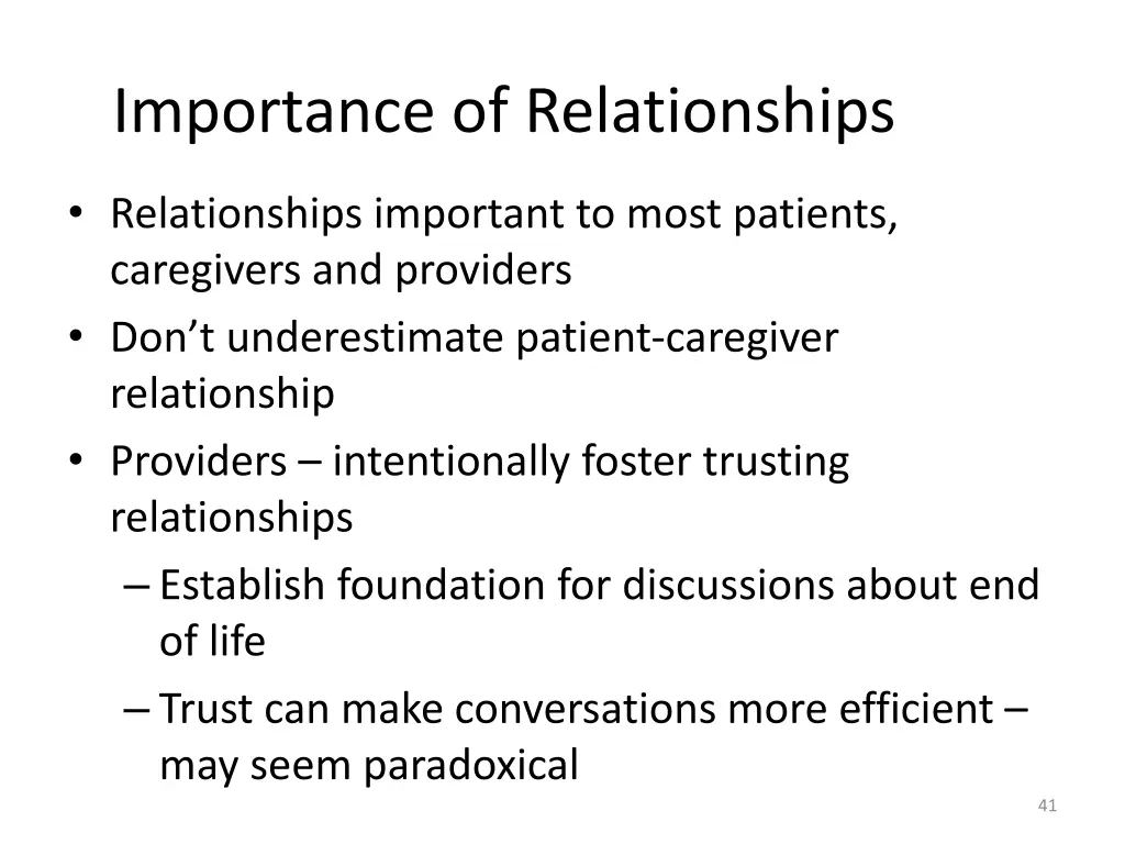importance of relationships