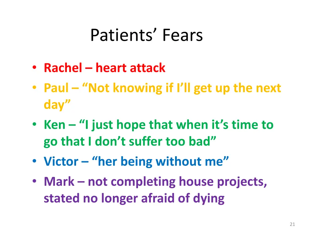 patients fears